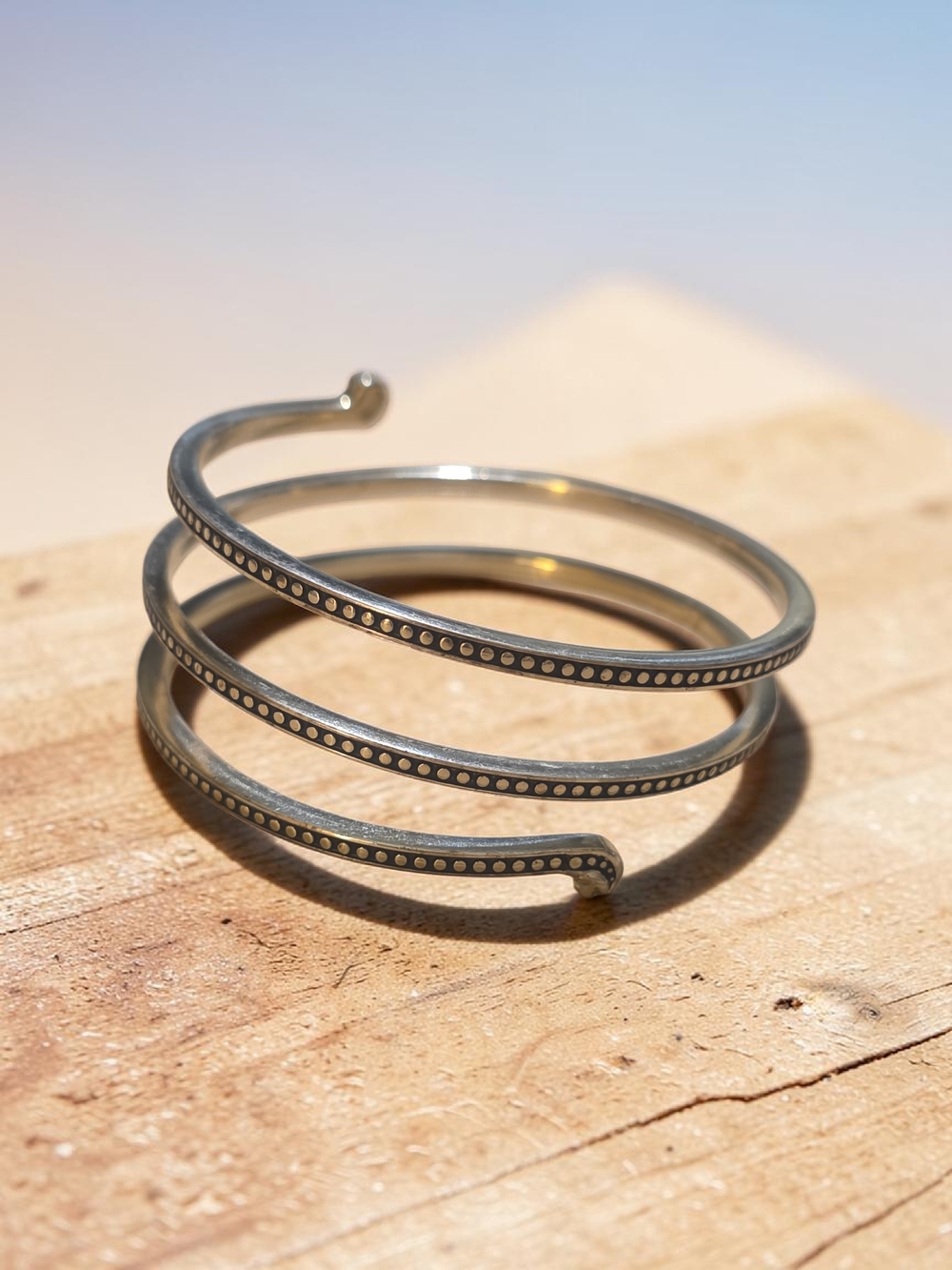 Brighton Silver Spiral Dot-Detail Cuff Bracelet